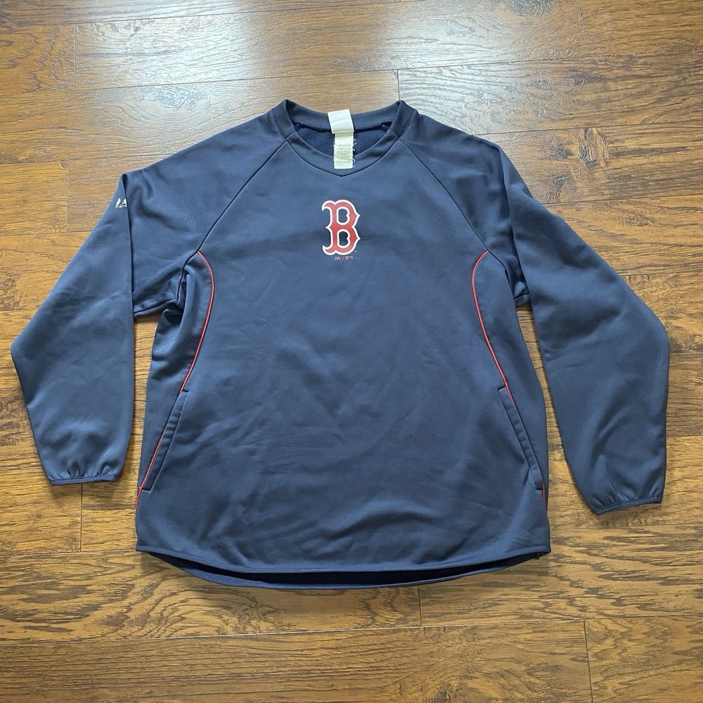 Majestic Boston Red Sox MLB Therma Base Pullover Navy Blue Mens XL Sweatshirt